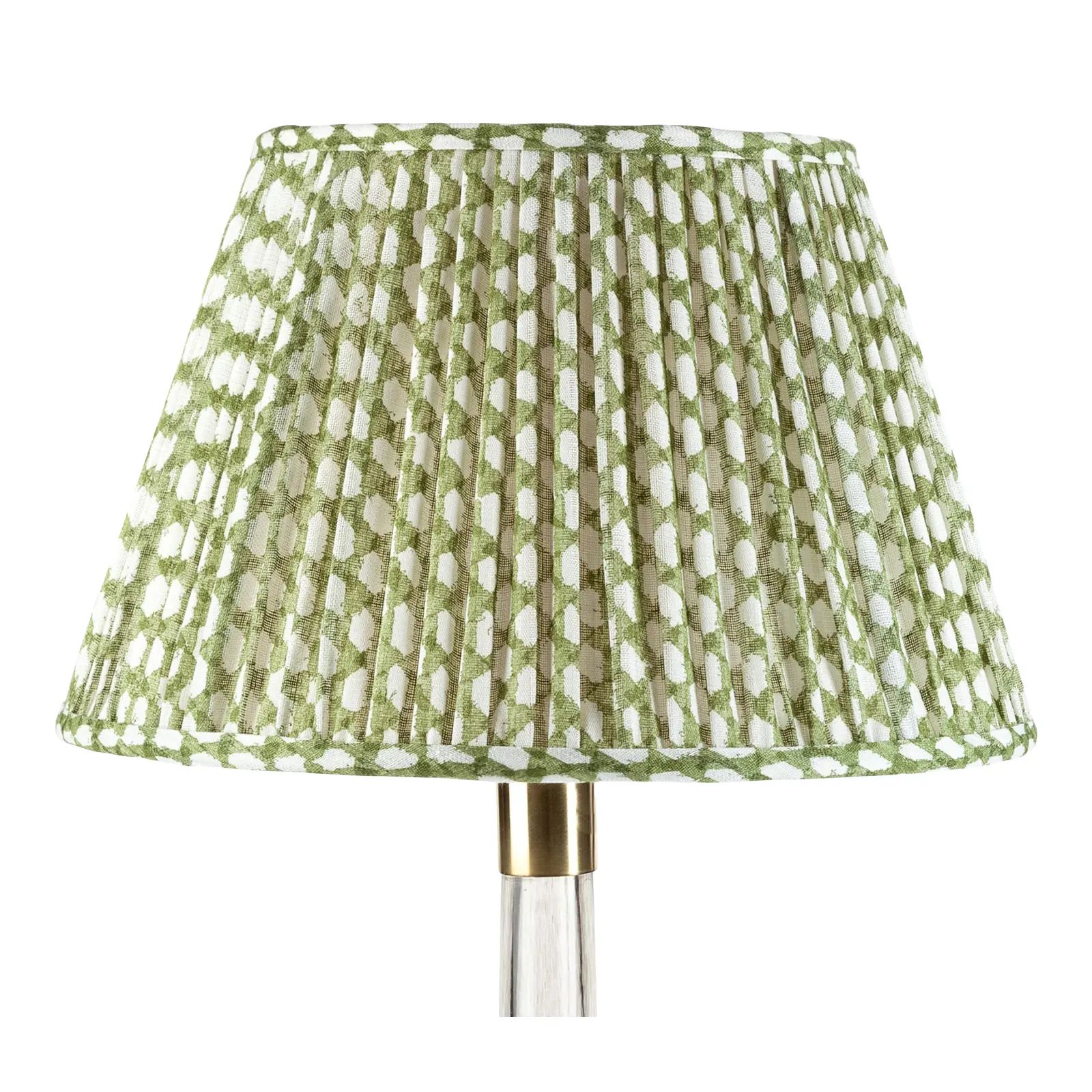 Fermoie Gathered Linen Lampshade in Green Wicker, 16 Inch | Chairish