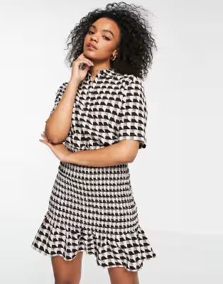 JDY geo shirt dress with shirred skirt | ASOS (Global)