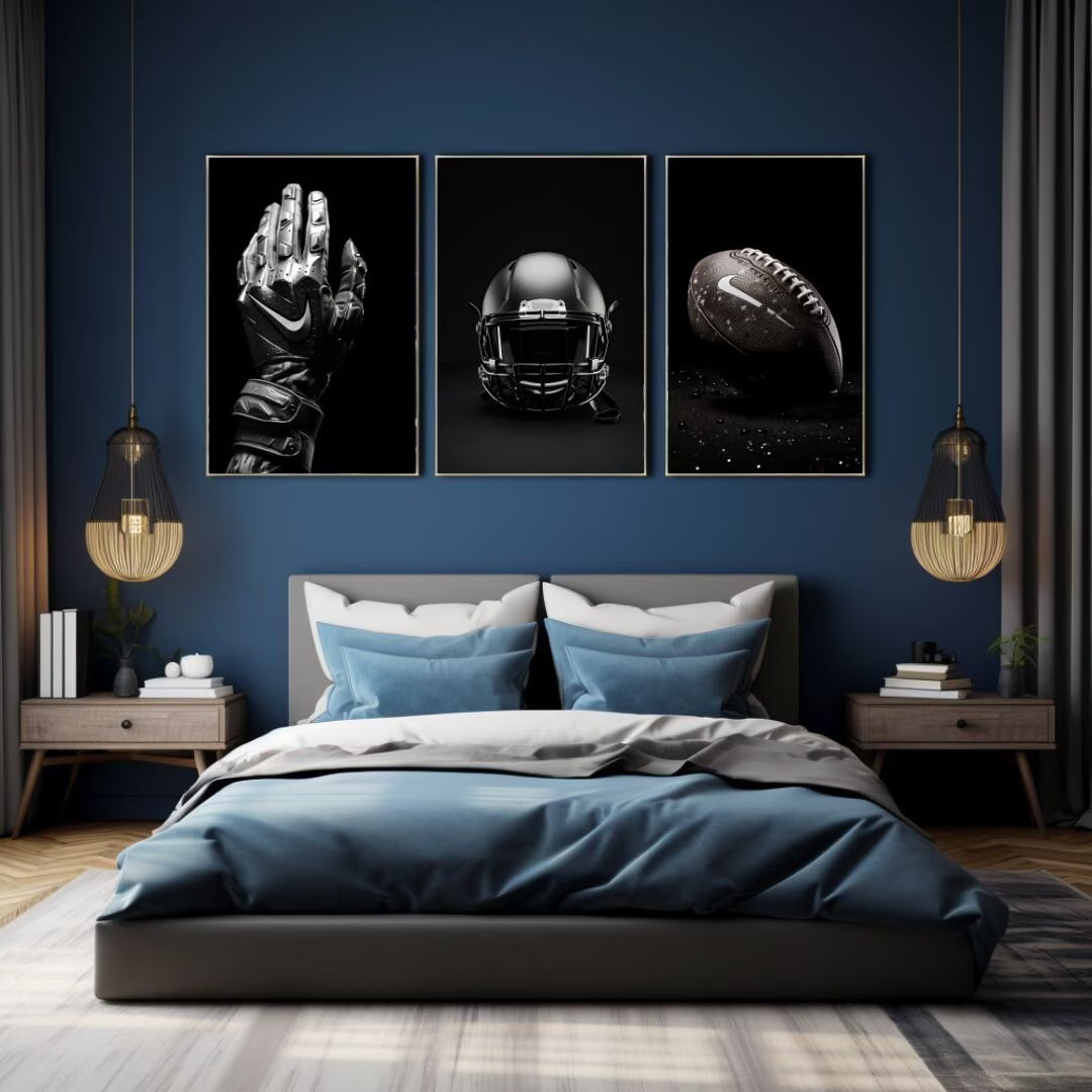 Set of 3 American Football Essentials Prints, Black and White Football Printable Art,footballcoac... | Etsy (US)