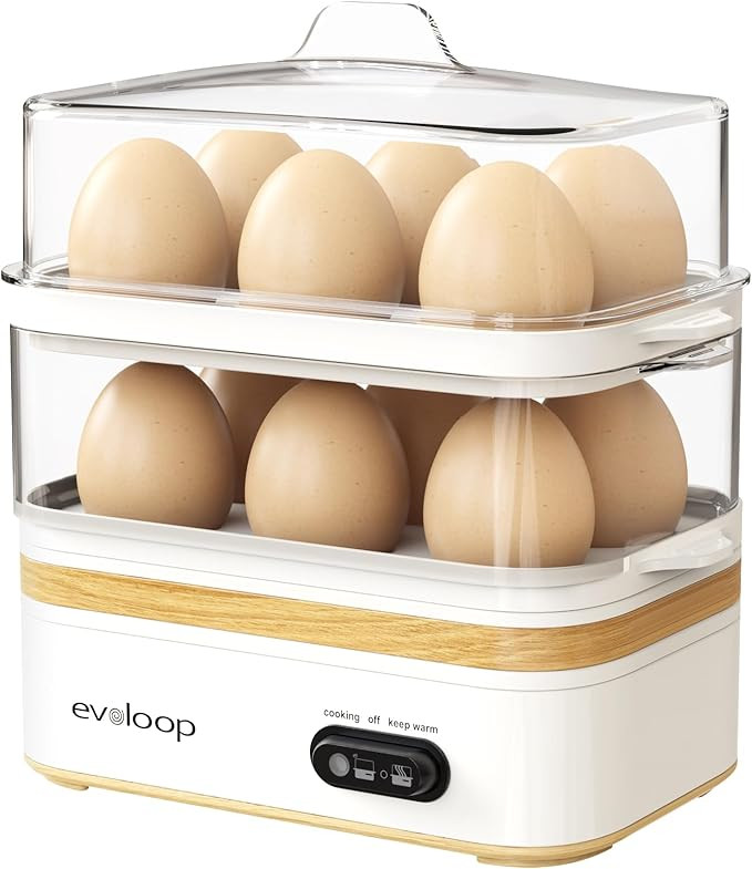 Evoloop Rapid Egg Cooker Electric 12 Eggs Capacity, Soft, Medium, Hard Boiled, Poached, Omelet Ma... | Amazon (US)