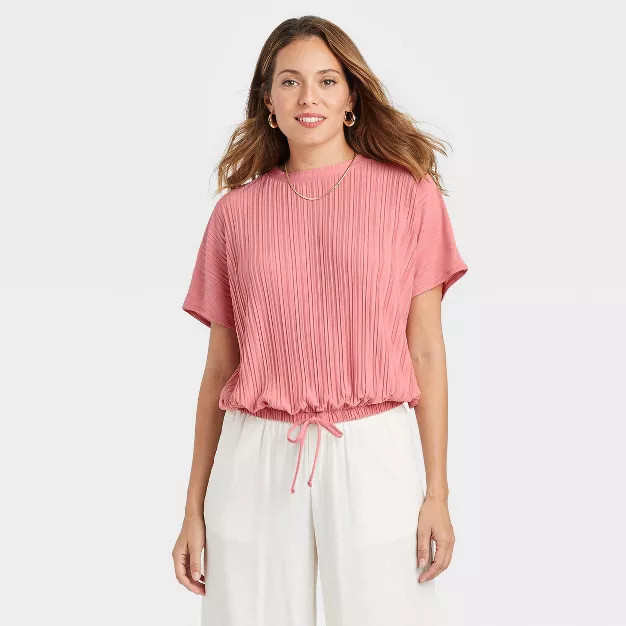 Women's Dolman Short Sleeve Plisse Top - A New Day™ | Target