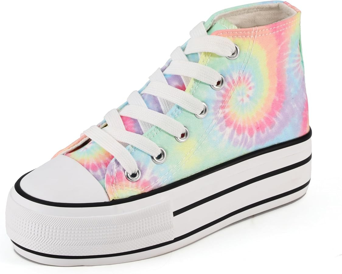 JUDIS Girls\u2019 Platform Canvas Shoes Lace-up Fashion Sneakers Low Top and High Top Casual Shoe... | Amazon (US)