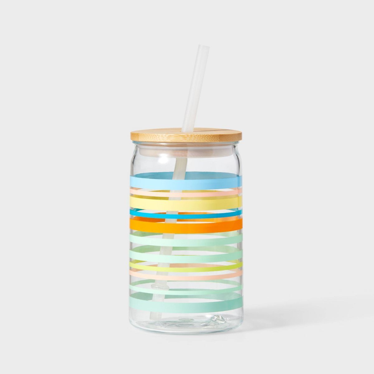 16oz Striped Bottle with Bamboo Lid - Sun Squad™ | Target