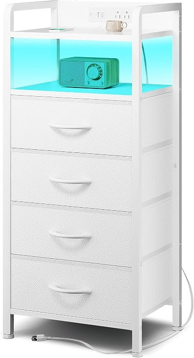 Night Stand Bedside Charger Bedroom - Nightstand with Charging Station, 2 U-S-B Ports & 2 AC Outl... | Amazon (US)