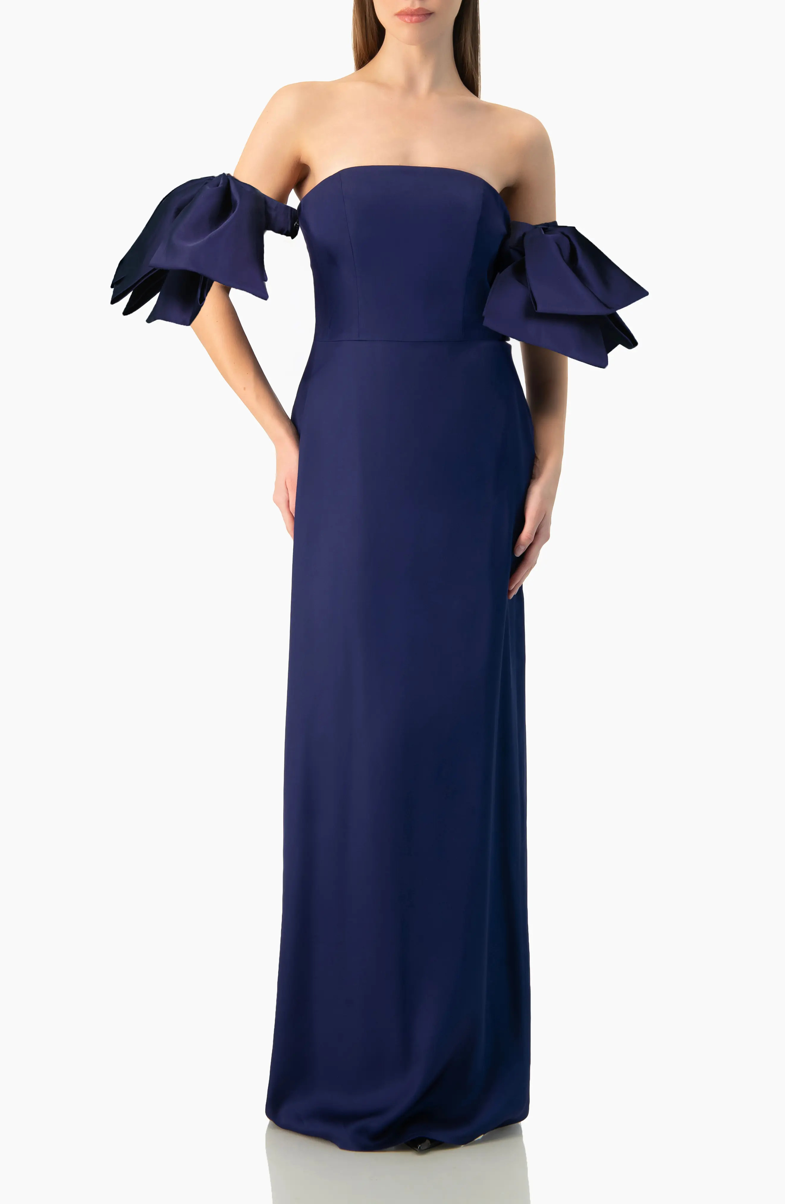 IVONNE Strapless Column Gown with Detachable Bow Sleeves (Women) | Nordstrom | Nordstrom