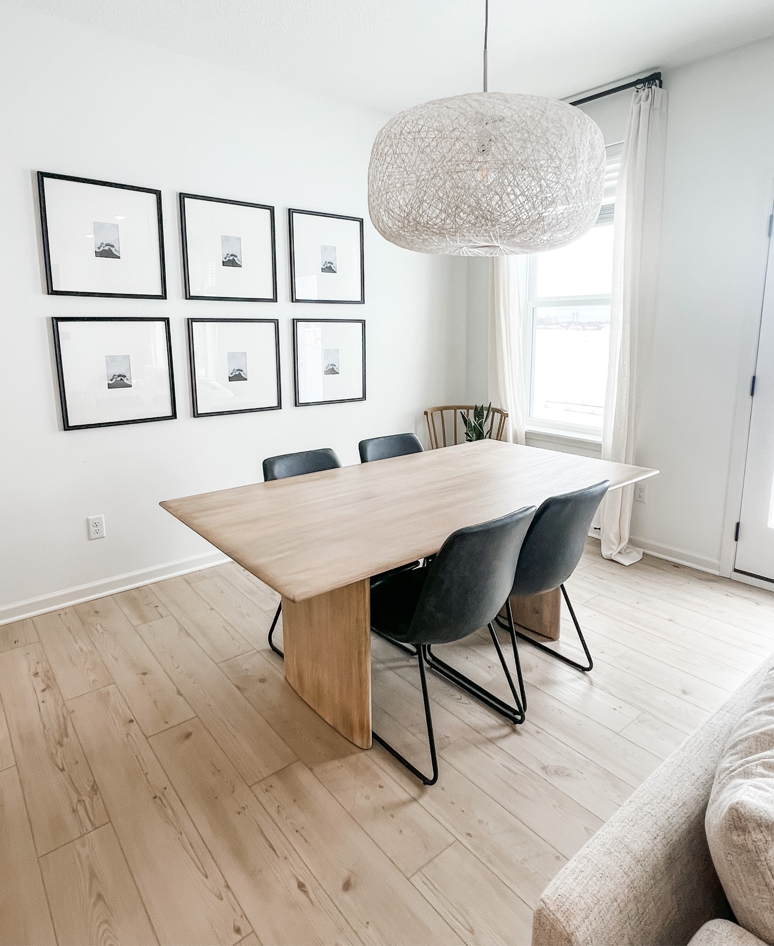 West elm dining table, white oak, modern, Scandinavian, pendant light, gallery wall, decor, living room. 

#LTKhome #LTKSale #LTKsalealert