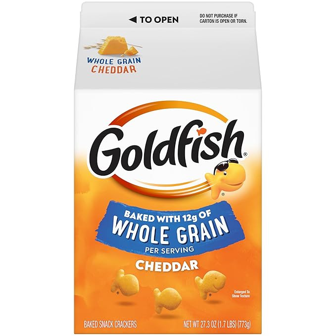 Goldfish Cheddar Cheese Crackers, Baked with Whole Grain, 27.3 oz Carton | Amazon (US)