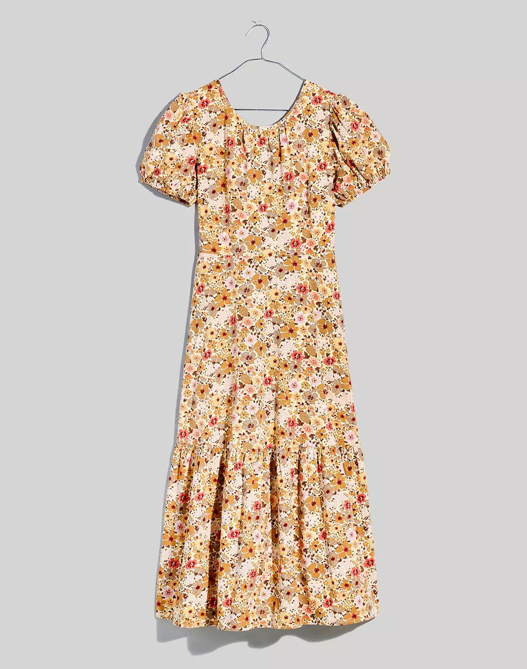Puff-Sleeve Open-Back Midi Dress in Flora Field | Madewell