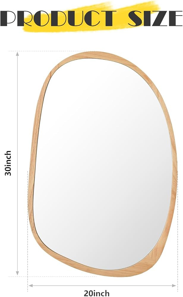 sawsile Irregular Wall Mirror,Nature Wood Asymmetrical 20X30” Modern Vanity Farmhouse Organic M... | Amazon (US)
