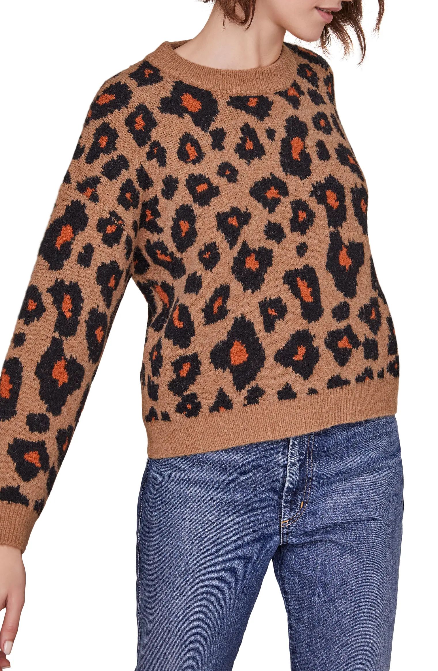 Tobin Intarsia Leopard Crewneck Sweater | Nordstrom