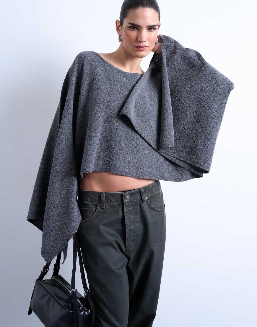 Topshop knit poncho in charcoal-Gray | ASOS (Global)