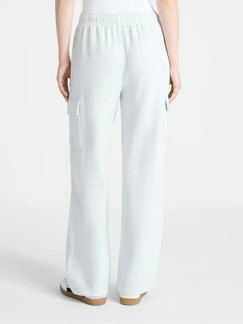 No Boundaries Fleece Cargo Wide-Leg Pants, 30'' Inseam, Women's XXS-XXL | Walmart (US)