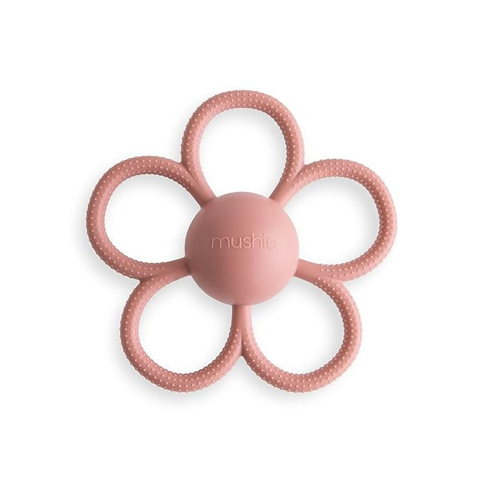 mushie Silicone Baby Daisy Rattle Teether Toy (Dusty Rose) | Amazon (US)