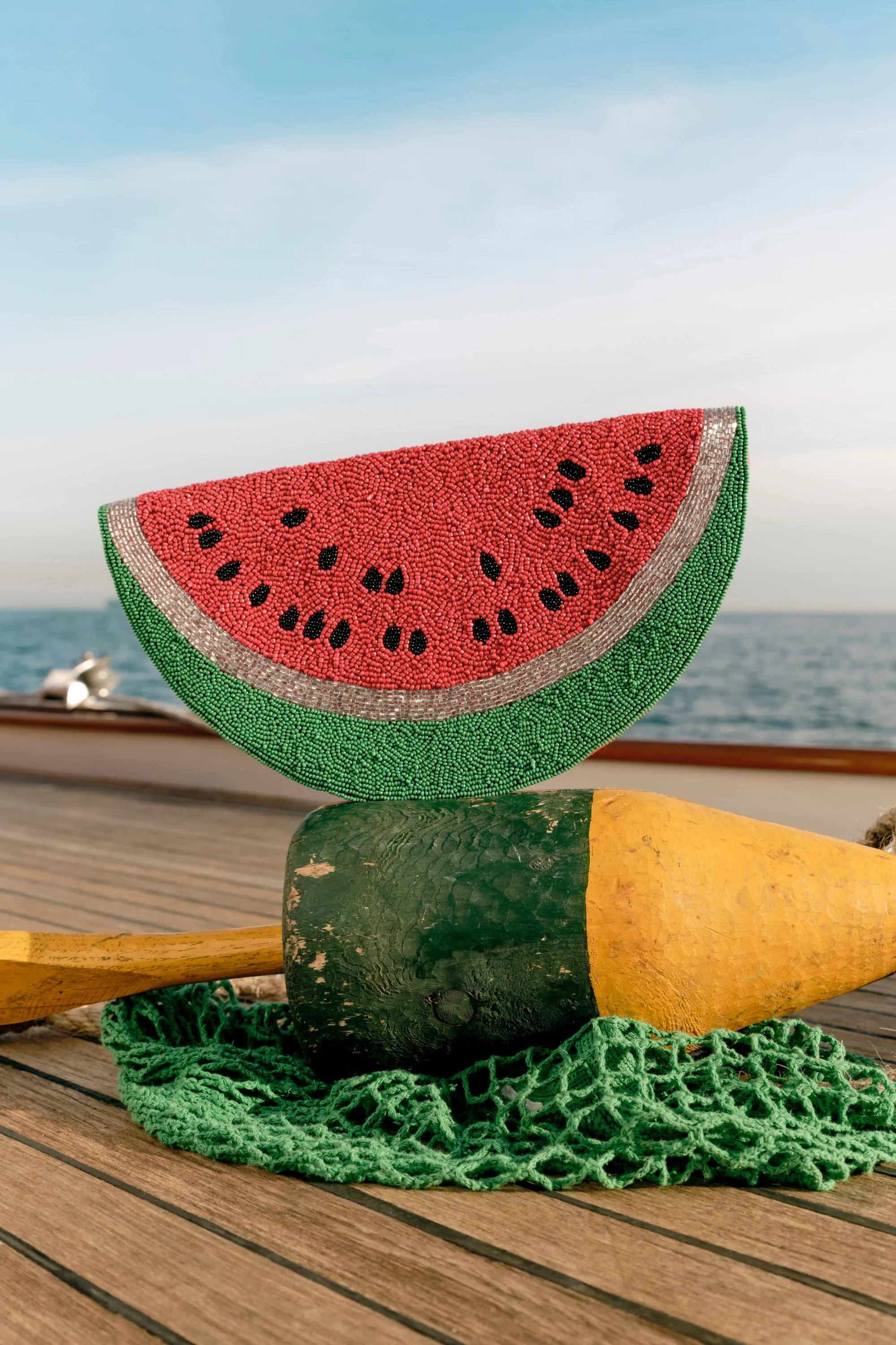 Beaded Lune Clutch in Watermelon | Simon Miller