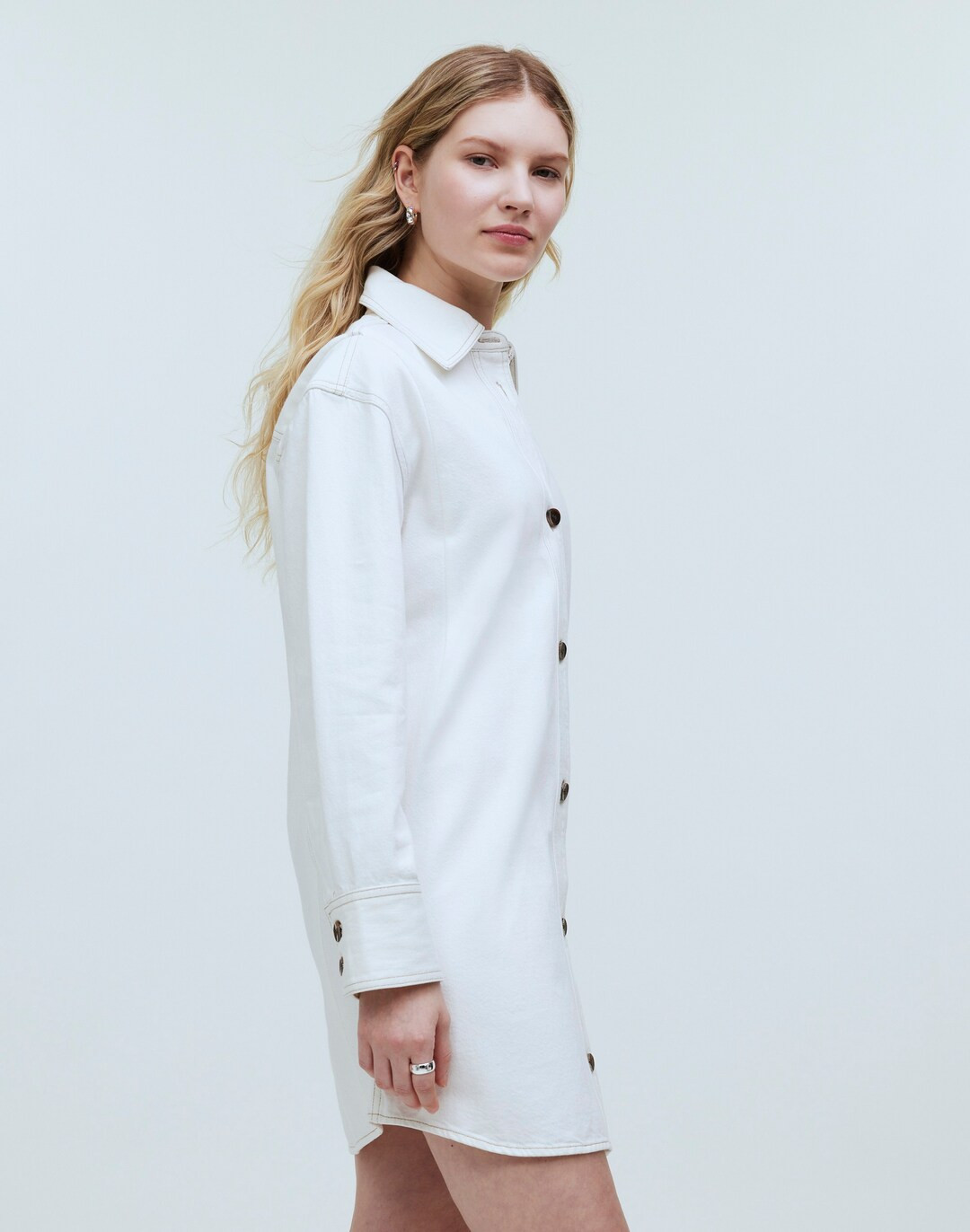 Denim Oversized Mini Shirtdress: Garment-Dyed Edition | Madewell