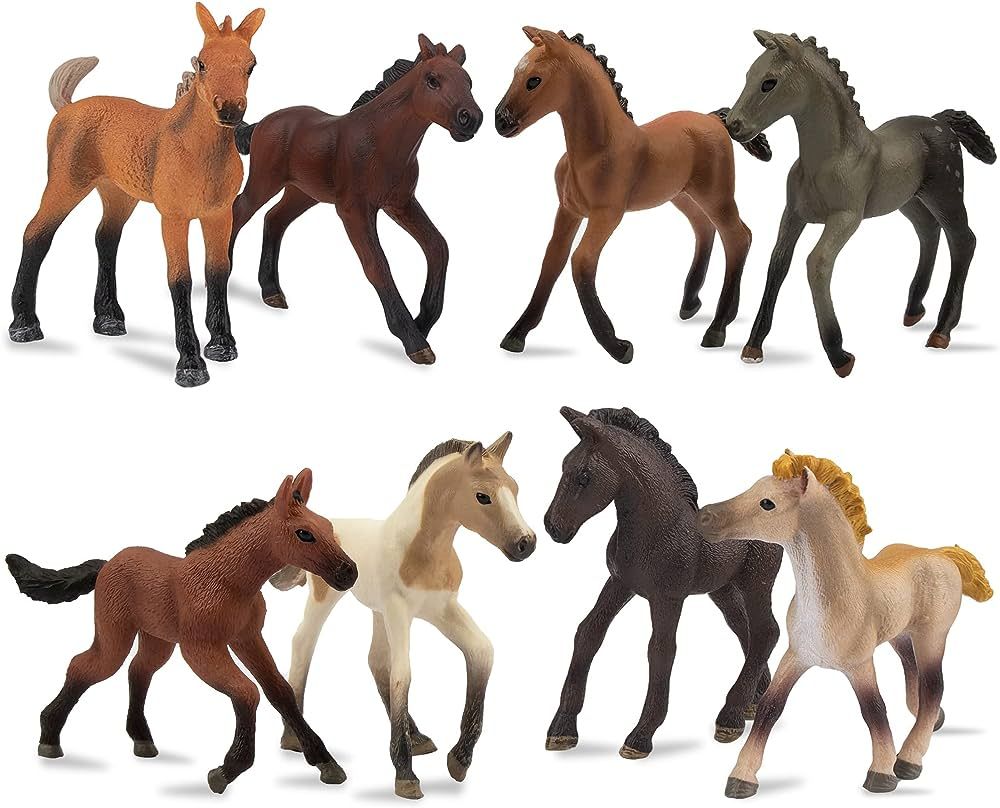 TOYMANY 8PCS 3-4" Horse Figurines Toy Set, Realistic Detailed Plastic Pony Figures Foal Animals T... | Amazon (US)