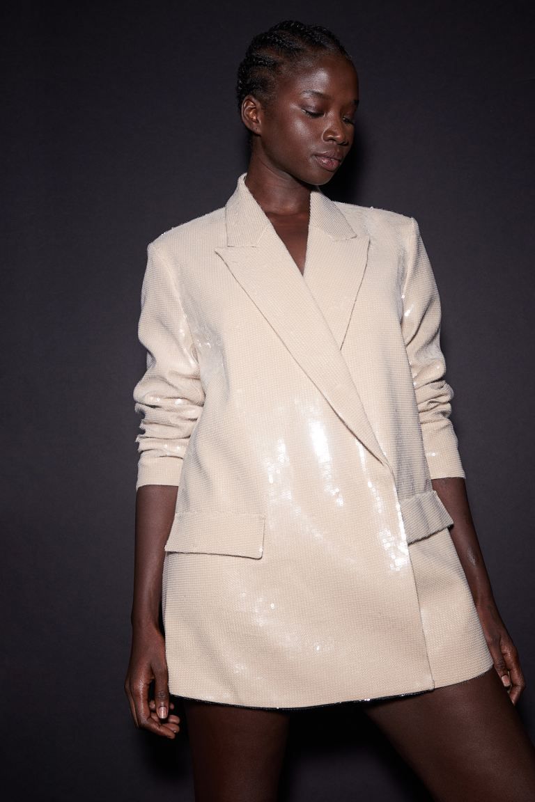 Sequined Jacket - Light beige - Ladies | H&M US | H&M (US + CA)