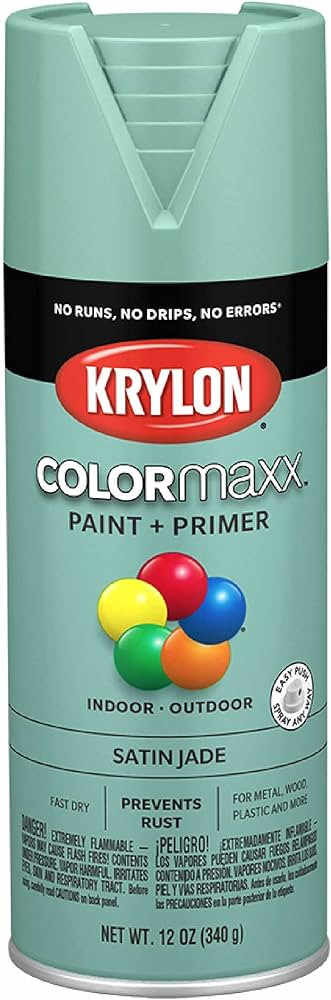 Krylon K05568007 COLORmaxx Spray Paint and Primer for Indoor/Outdoor Use, Satin Jade Green, 12 Ou... | Amazon (US)