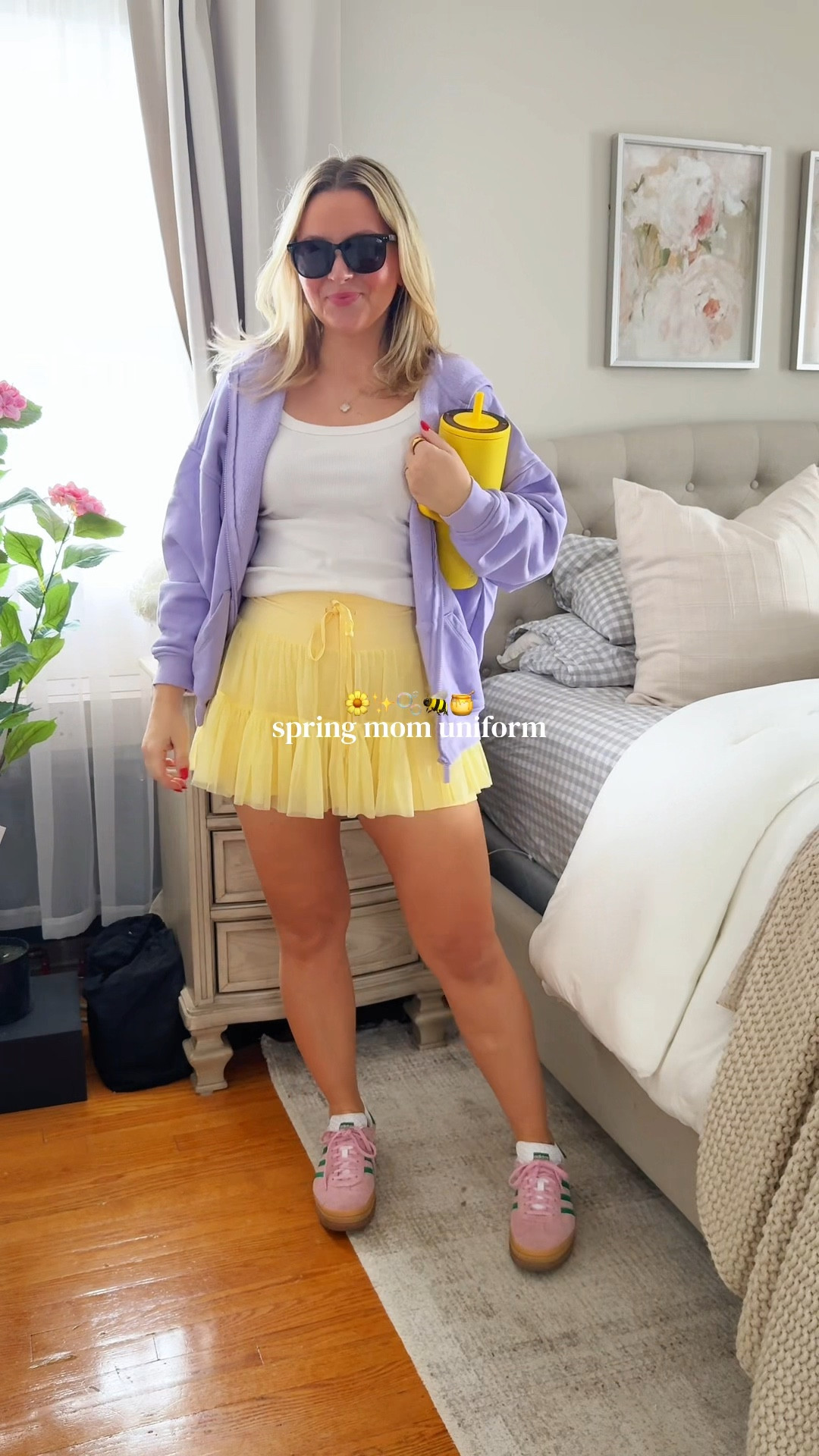 Literally the most flattering skirt. My fourth colour because I promise you once you buy one you’ll want it and every single color. 

yellow tennis skirt, popflex pirouette skirt, lemon activewear set, pastel workout skirt, women’s athletic skort, high waisted tennis skort, spring active outfit women, flirty ruffle workout skirt 