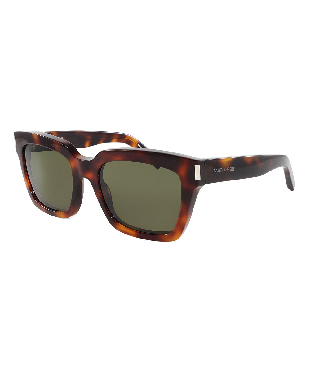 Saint Laurent Women's Sunglasses Green - Green & Brown Tortoise Square Sunglasses - Women | Zulily