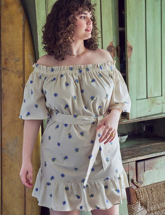 Embroidered Off The Shoulder Dress | Eloquii