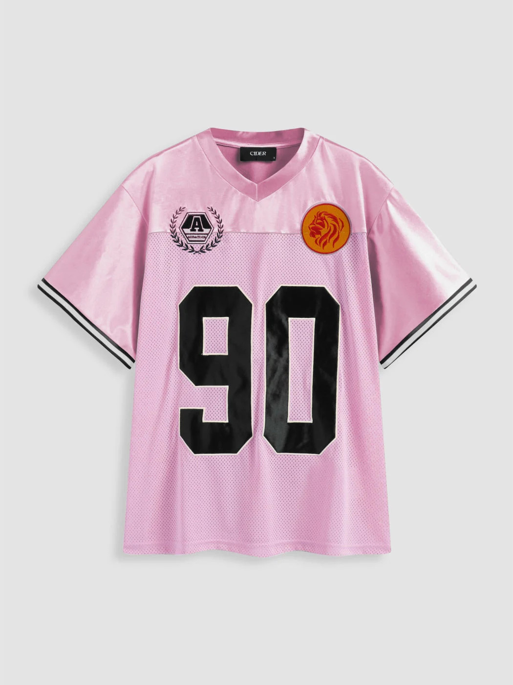 Y2K Outfits Blockcore Jersey Shirt Oversized Shirt Satin 90 Satin V-neck Graphic Short Sleeve Ove... | Cider