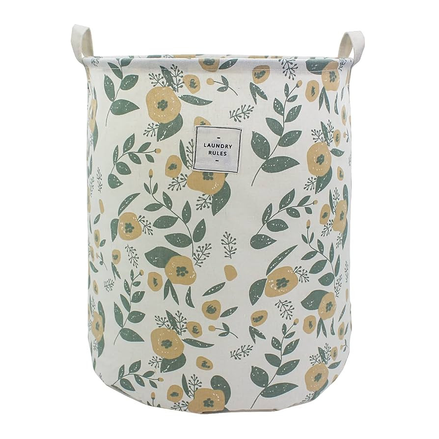 Mziart Collapsible Laundry Basket, Floral Printing Large Laundry Hamper for Baby Girls Kids Toys ... | Amazon (US)