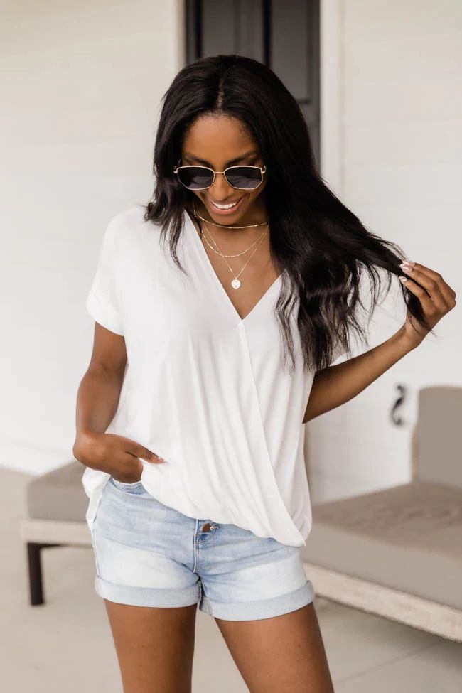 Wrapped Up In You White Blouse | The Pink Lily Boutique