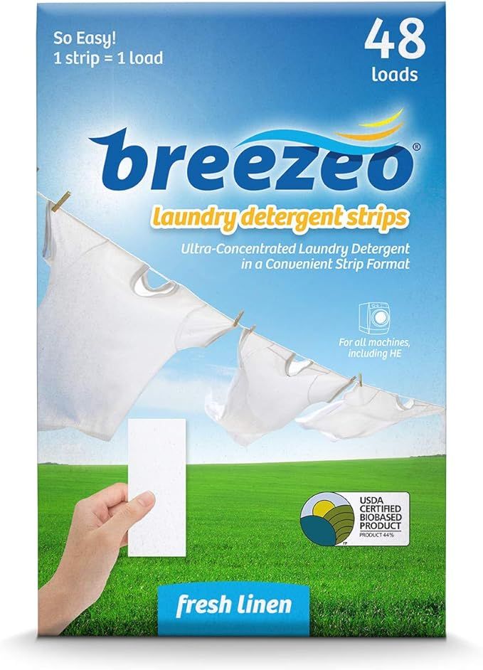 Breezeo Laundry Detergent Strips (Laundry Detergent Sheets), Fresh Linen Scent, 48 Loads – More... | Amazon (US)