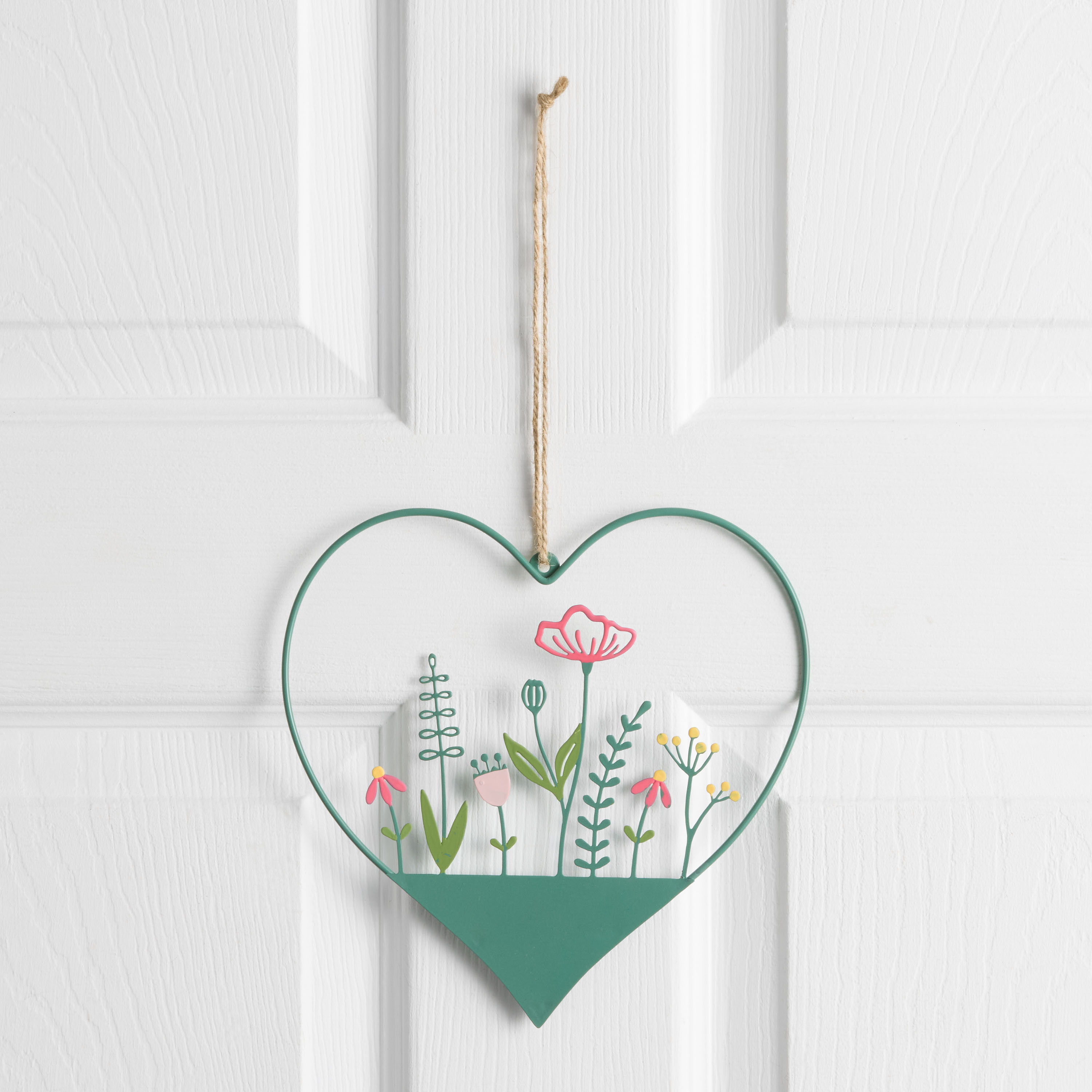 Green Metal Floral Heart Hanging Decor | World Market