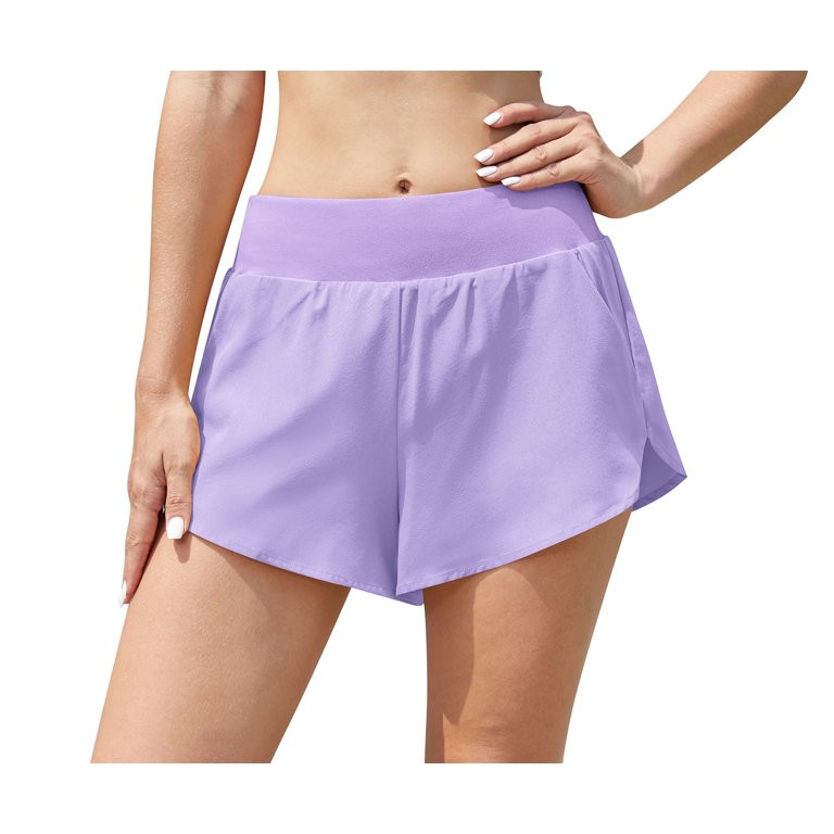 Asklazy Mid Waisted Dolphin Athletic Shorts for Women Lightweight High Split Gym Workout Shorts w... | Walmart (US)