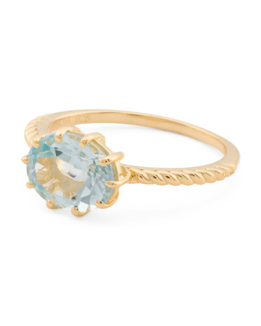 Made In India 14kt Gold Plated Sky Blue Topaz Ring | TJ Maxx