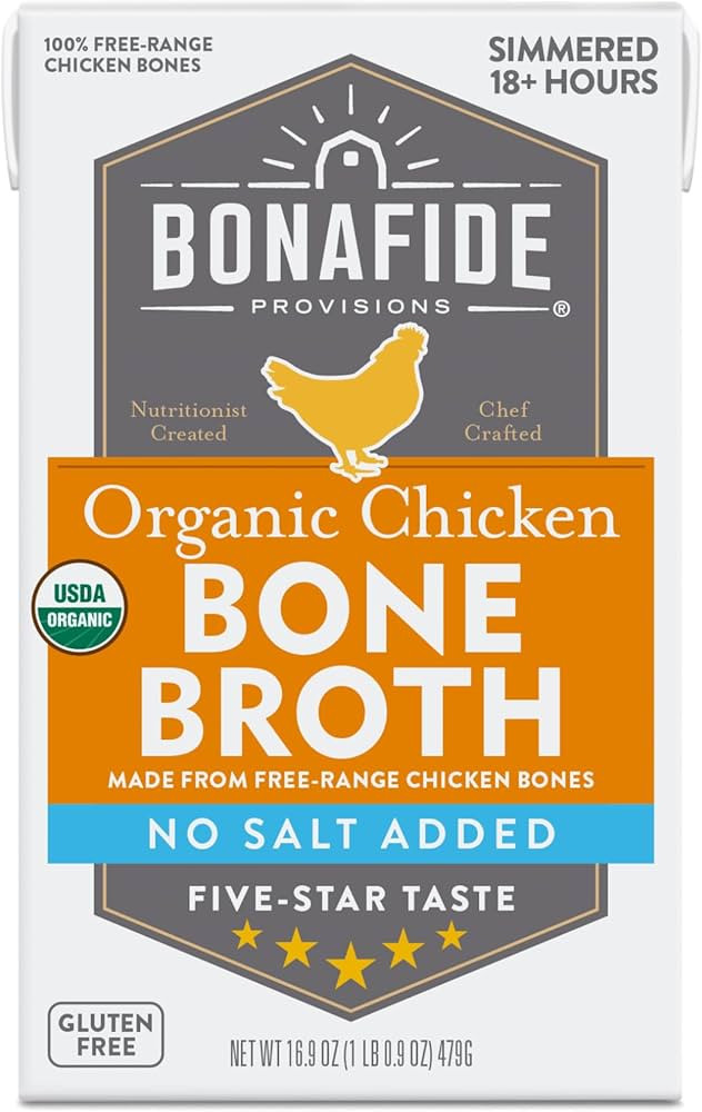Bonafide Provisions Fresh Organic Chicken Bone Broth - No Salt Added, 16.9oz - 6 Pack | Amazon (US)