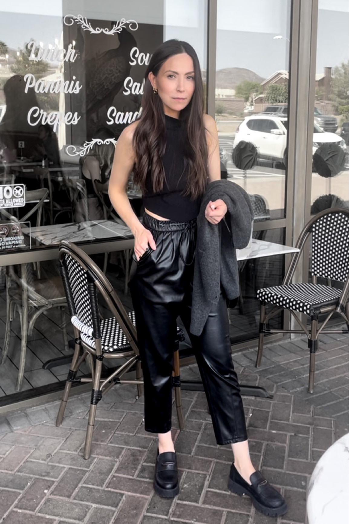 Leather pants outfit for spring 🖤

All black outfit 
Black loafers 
Loafers outfit 
Casual chic outfit 
Cute work outfit 


#LTKstyletip #LTKworkwear #LTKFind