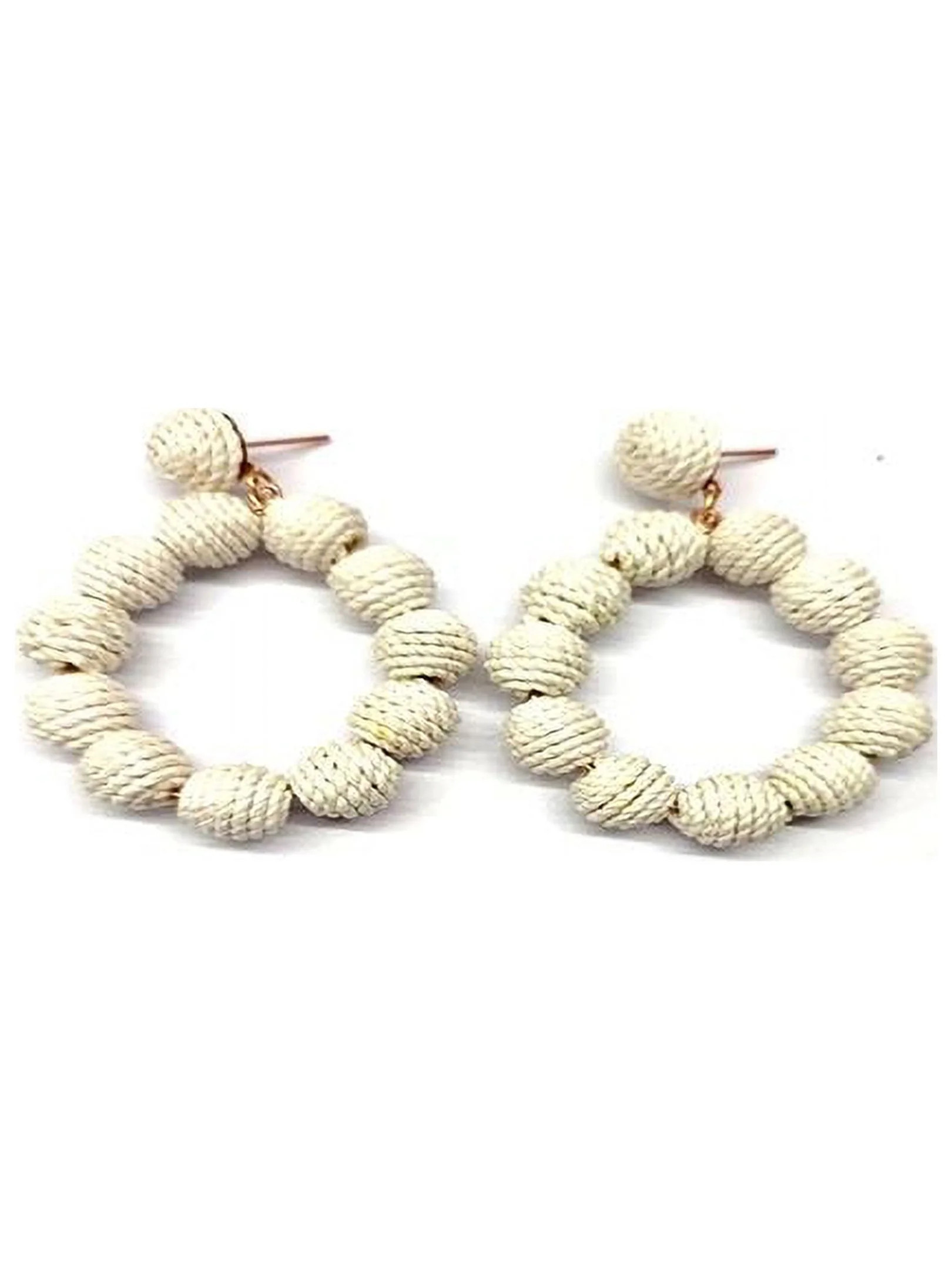 Time and Tru Women's Raffia Hoop Earrings, Ivory | Walmart (US)
