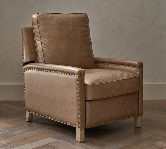 Tyler Square Arm Leather Manual &amp; Power Recliner | Pottery Barn (US)