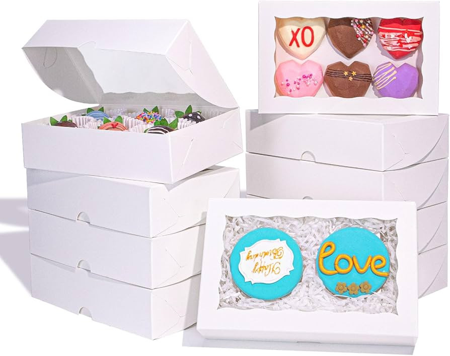 8x5x2 Inch 20PCS Cookies Boxes Chocolate Covered Strawberries Boxes Bakery Boxes with Window Cake... | Amazon (US)