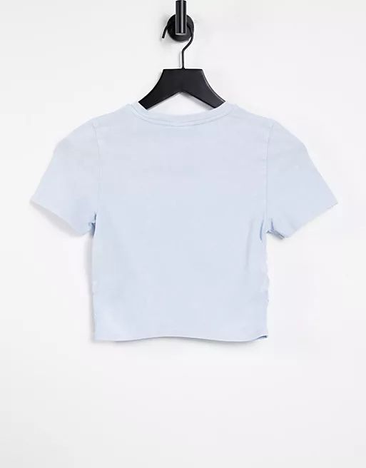 ASOS DESIGN ruched side crop fitted t-shirt in washed blue | ASOS (Global)