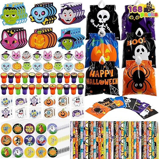 JOYIN 168 Pcs 24 Pack Assorted Halloween Art and Craft Stationery Kids Gift Set Trick or Treat Pa... | Amazon (US)