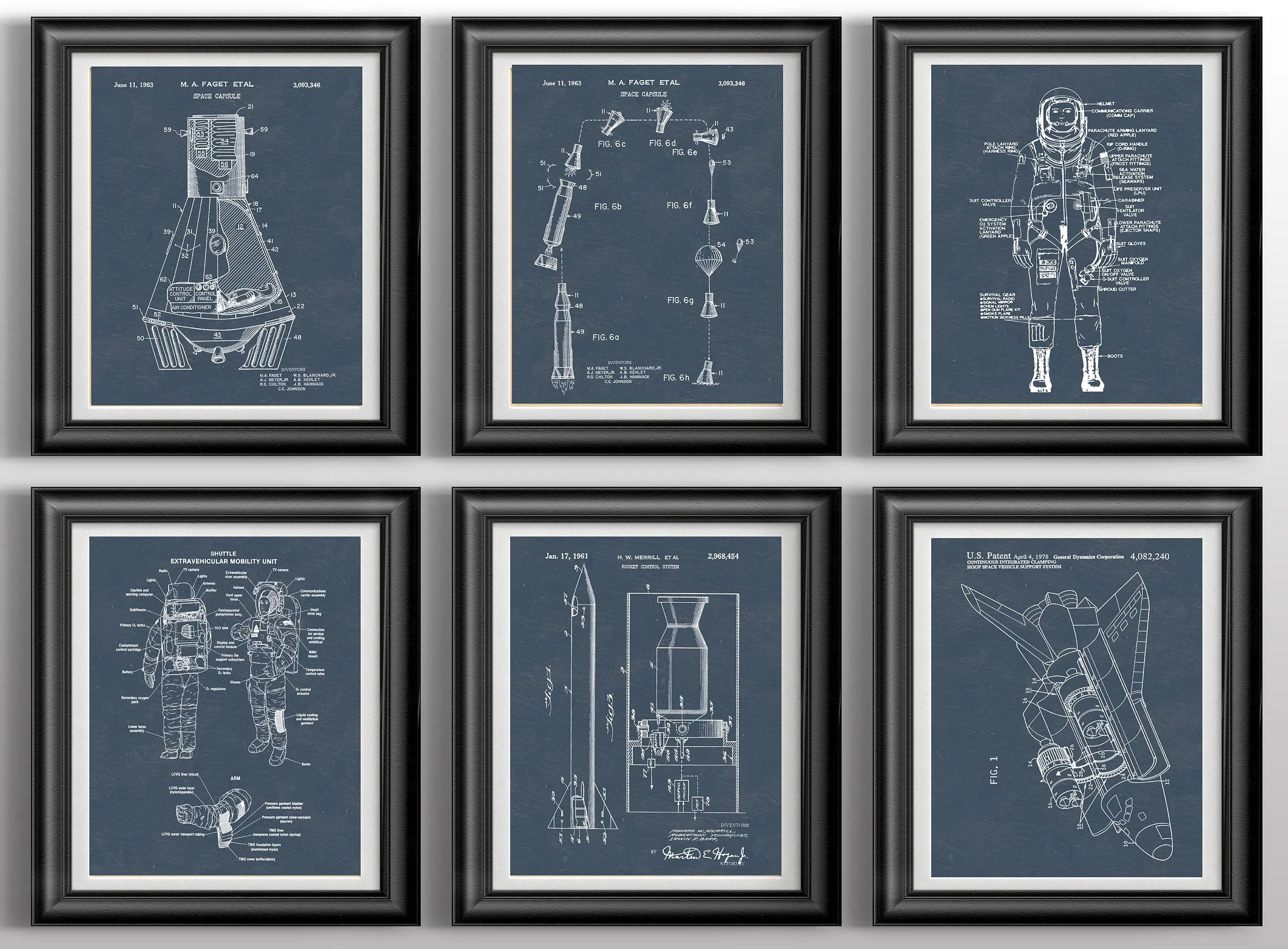 NASA Space Prints Moon Landing and Rocket Wall Decor Space Themed Nursery Art Teen Boy Spaceships Gift Set of 6 | Etsy (Global)
