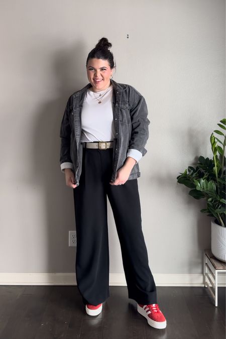Anyone else feeling like a new buzz word on Instagram is elevated casual? But it totally makes sense because that’s a vibe we’re going for every day, we don’t really look sloppy but we still wanna be realistic and comfortable right?  

Feel free to copy these three elevated casual midsize outfits on days you have no idea what to wear. I love a pleated trouser moment, these are from Abercrombie but I have a pair from Amazon that are almost the exact same that come in petite and long lengths as well. 

OUTFIT 1 I know Blazers have had a moment but don’t forget about denim jackets, this one is from Amazon and I paired it with my Adidas gazelle’s for a pop of red.  OUTFIT 2 I don’t know what it is about pairing a white shirt underneath a sweater but I am loving the little pop it adds. If you run warm,  pair with a lighter sweater OUTFIT 3 I got this crocheted knit sweater from target to be worn as a swim swimsuit cover-up this spring but it looks so cute over this white top, I paired it with my platform Nike shoes and this is the perfect mom on the go outfit for spring. 

If you’re looking for ~30 midsize outfit and Mom outfit inspiration you’re in good company, I hope you’ll stick around🫶🏼

If you wanna grab any of these items you can Visit me @hiericasuckow on the LTK app or comment “details” and I’ll send it directly. 🫶🏼 #ElevatedCasual #MidsizeStyle #Size12Style #MomStyle #Size14Style #SpringOutfit midsize spring outfits 2024, midsize outfits 2024, midsize trouser outfits, midsize Mom outfits elevated casual outfits 

#LTKMostLoved #LTKmidsize #LTKfindsunder50