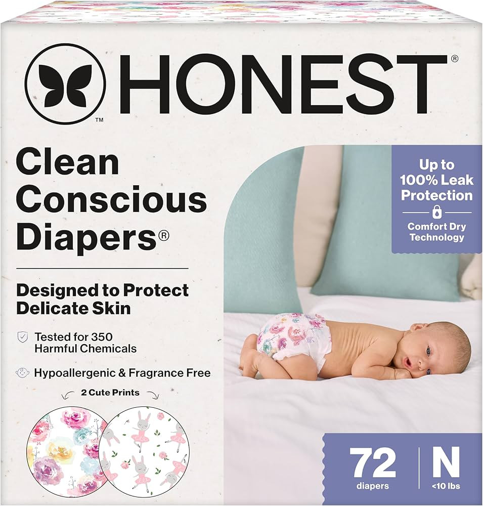 The Honest Company Clean Conscious Diapers for Delicate Skin | Up to 100% Leakproof | Hypoallerge... | Amazon (US)