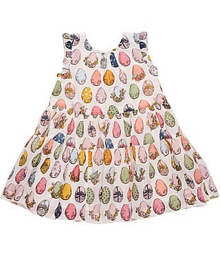 Pink Chicken Girls Eloise Cotton Egg Print Sleeveless Bow Ruffle Dress - 14 | Dillard's