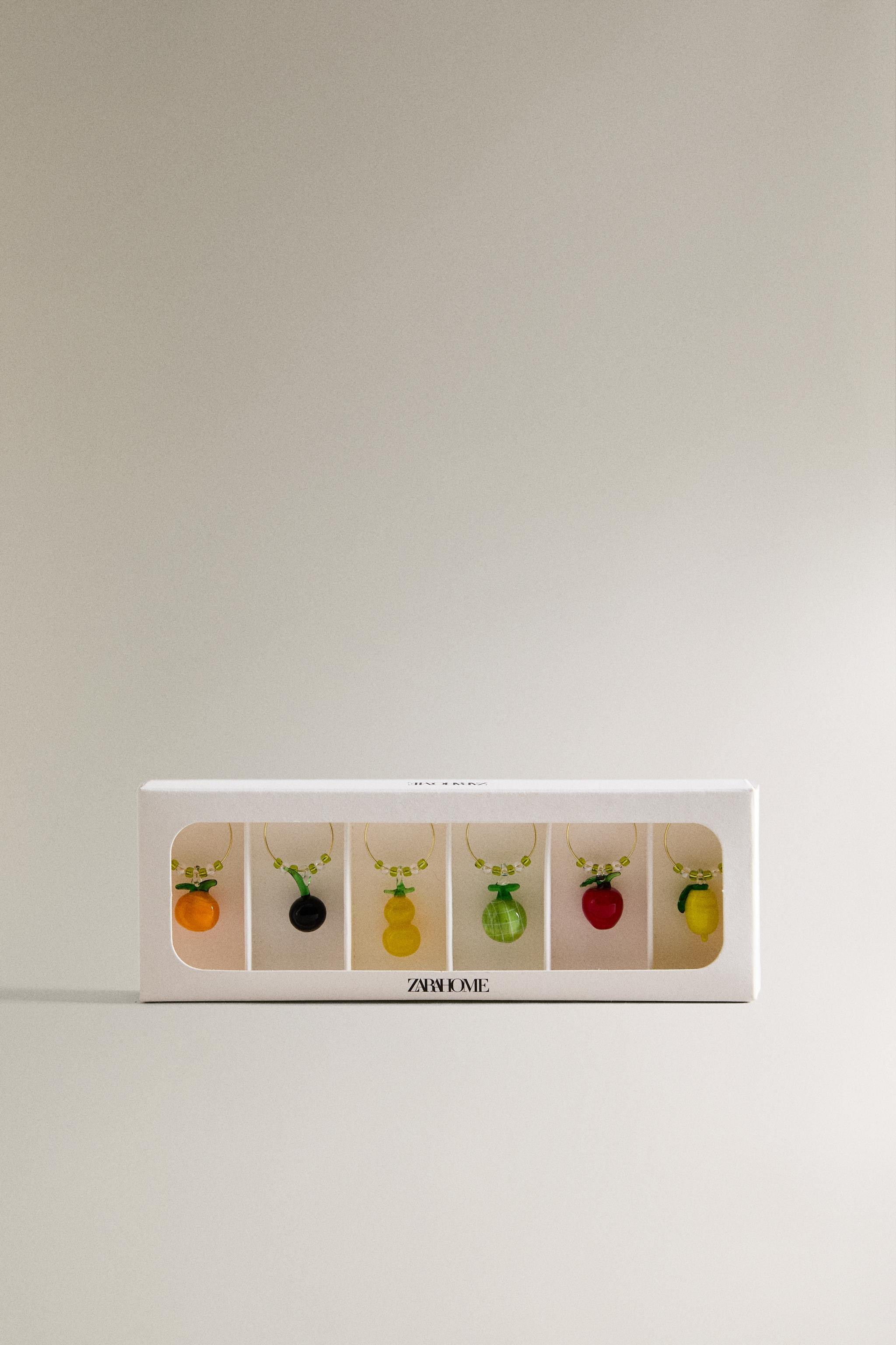 PACK OF GLASS FRUIT WINE CHARMS (PACK OF 6) | Zara US