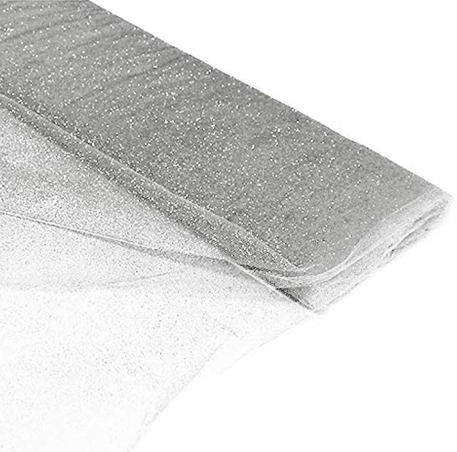 54" by 10 Yards (30 ft) Glitter Fabric Tulle Bolt for Wedding and Decoration (Silver) | Amazon (US)