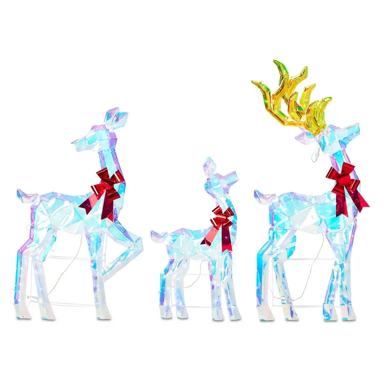 Indoor/Outdoor Light-Up Prismatic Deer Family Christmas Decoration with 250 LED Lights, Cool Whit... | Walmart (US)