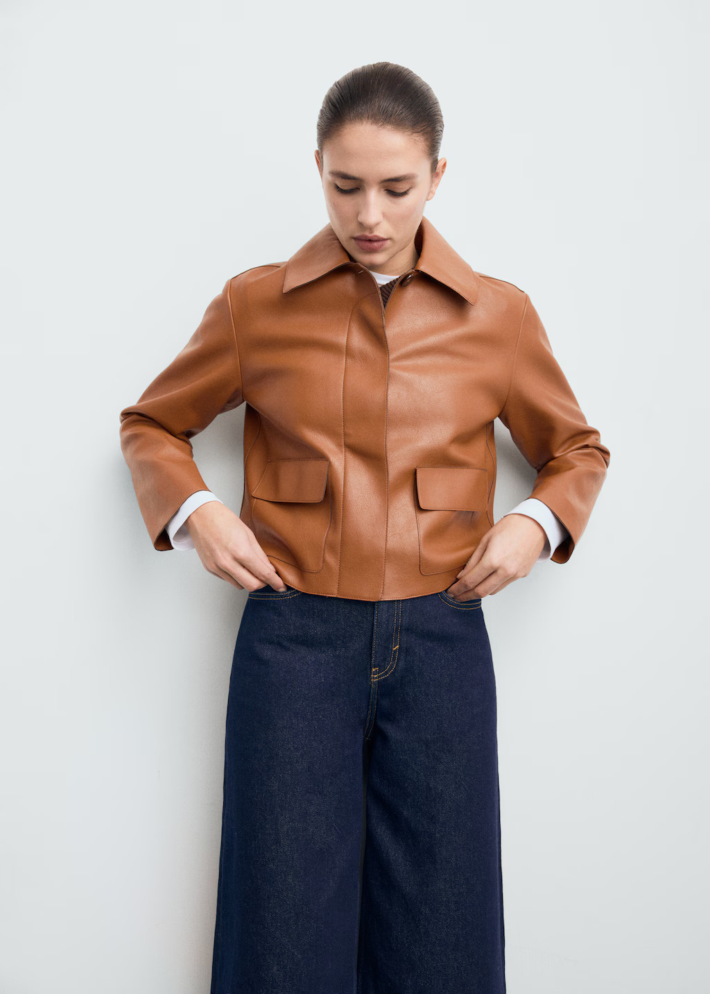 Leather-effect jacket with pockets | Mango (US/MX/AU)