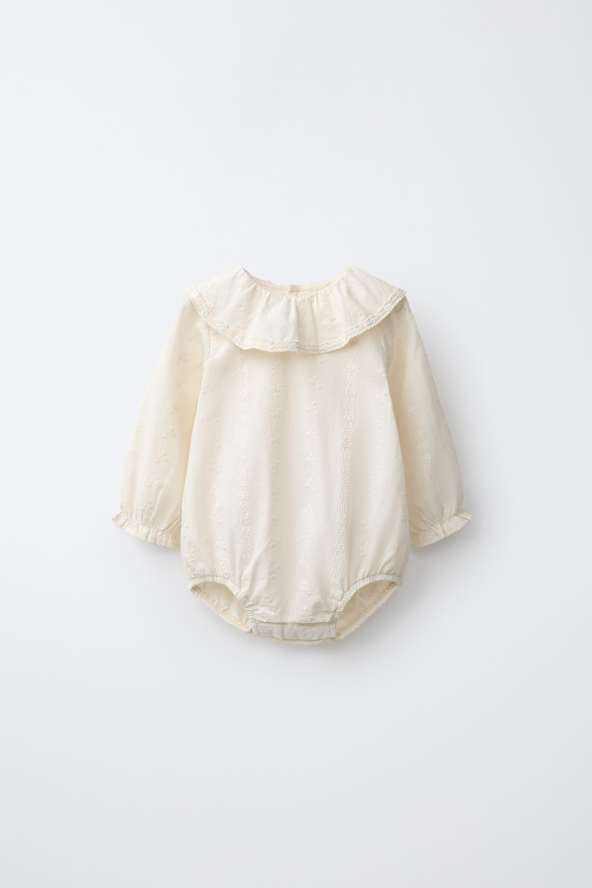 Zara - Embroidered Bodysuit - Ecru - 3-6 Months (26,8 Inches) - Kids | Zara US