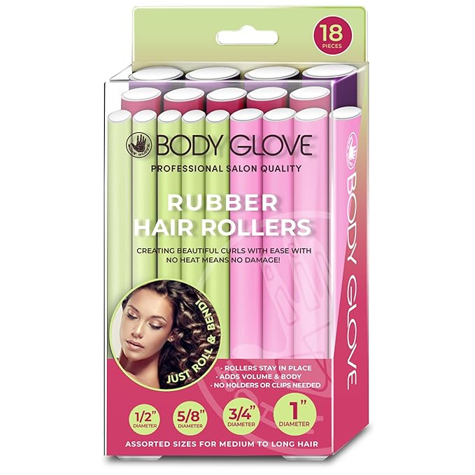 Body Glove Flexi Rods Foam Hair Rollers Medium to Large Size Professional Salon Quality 18 Pcs Ru... | Amazon (US)