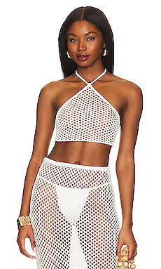 Fishnet Crochet Midi Skirt in Off White | Revolve Clothing (Global)